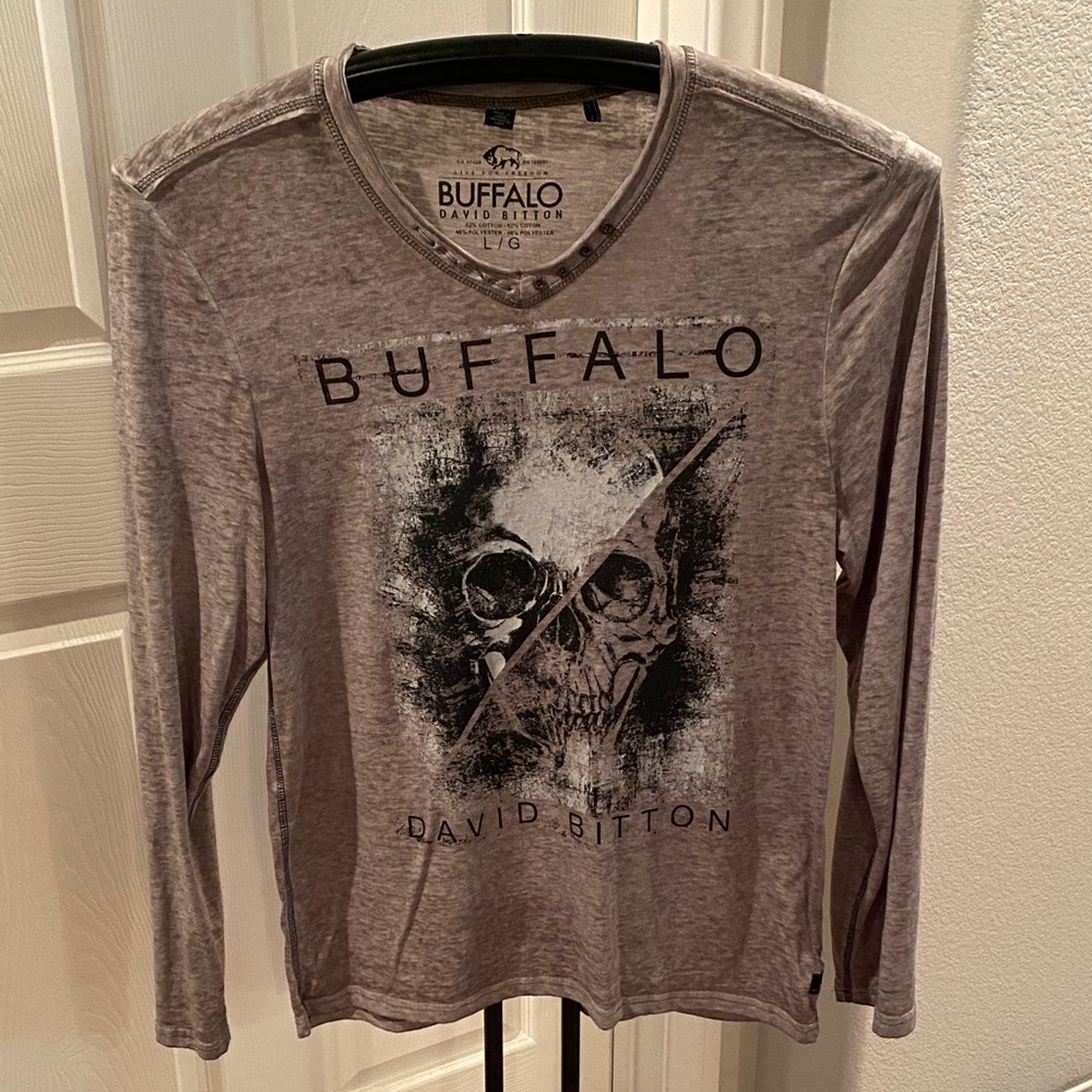 Buffalo David Bitton Tan Graphic Long Sleeve Tee